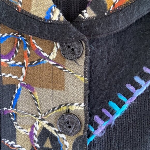 Papillon Wool Blend Mixed Media Cardigan - Picture 7 of 10